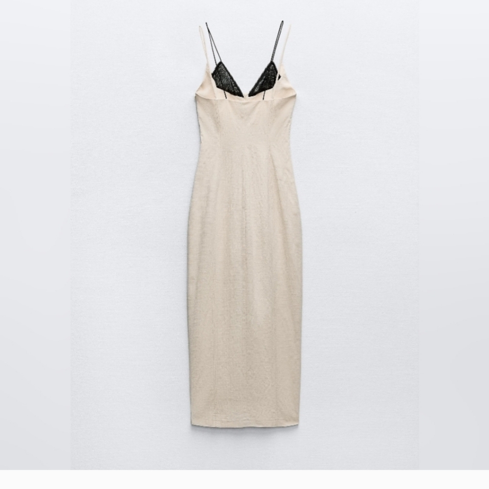 Zara contrasting lace midi dress